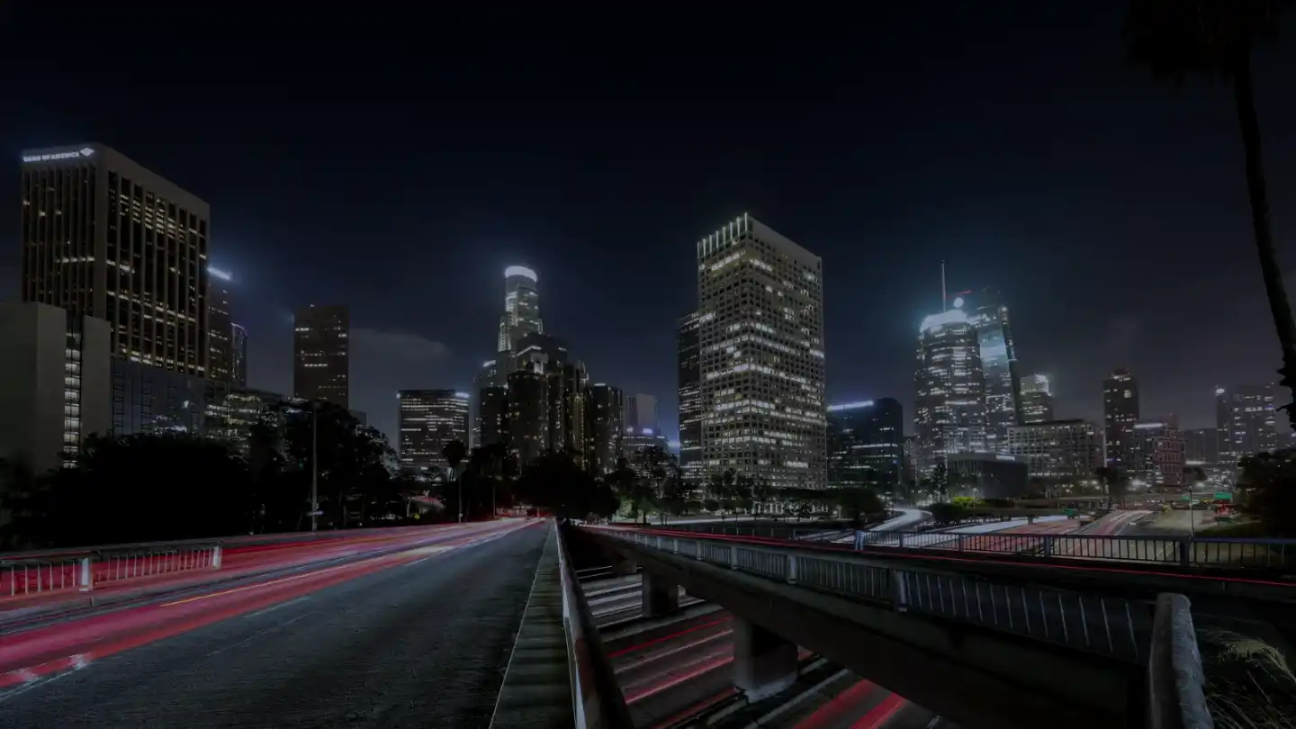 Downtown Los Angeles skyline at night
